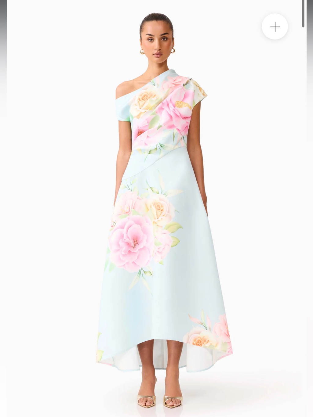 Elliatt Harper Blue & Pink Floral Print Asymmetrical Maxi Gown Dress Size Xxs